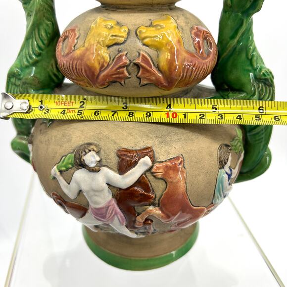 Czecho-Slovakia Erphila Art Pottery Vase Dragon Double Handles Czechosloval 858 - Picture 13 of 13